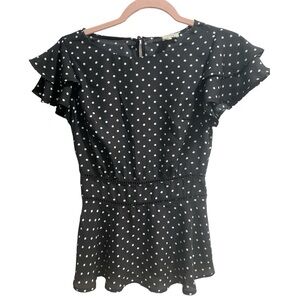 Monteau Black/White Polka Dot Blouse Sz.‎ Small, EUC